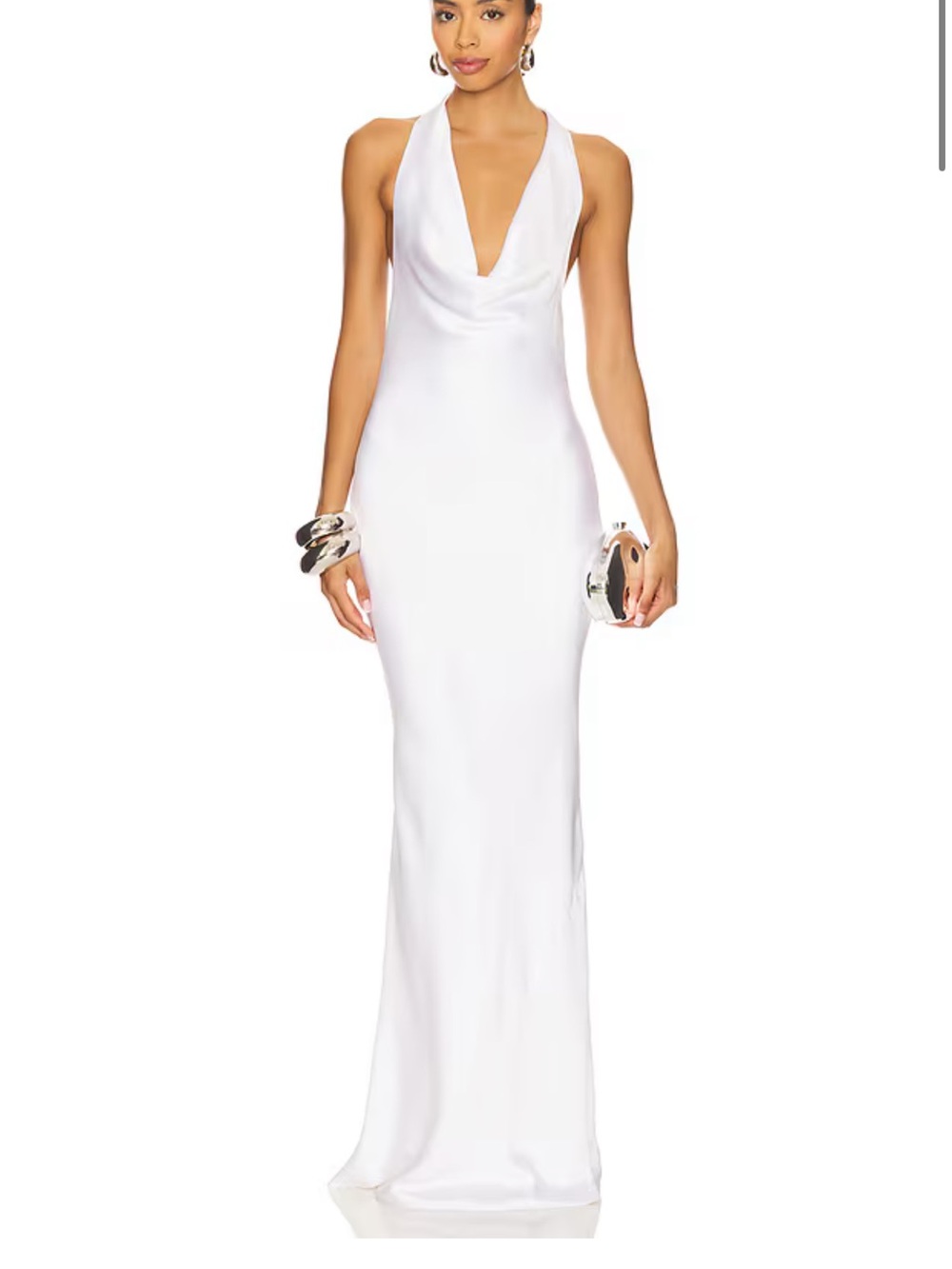 Halter Drape Bias Gown in Snow White